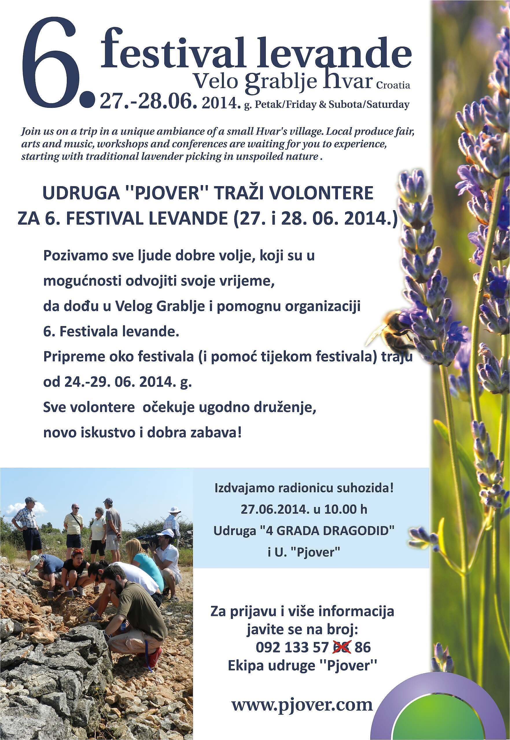 6. festival levande na Hvaru 2014: poziv volonterima i najava